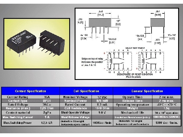 Relais bistable 12V AZ850P1-12