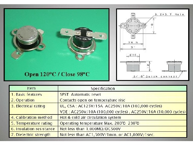 Thermostat 120°C BT-L-120H