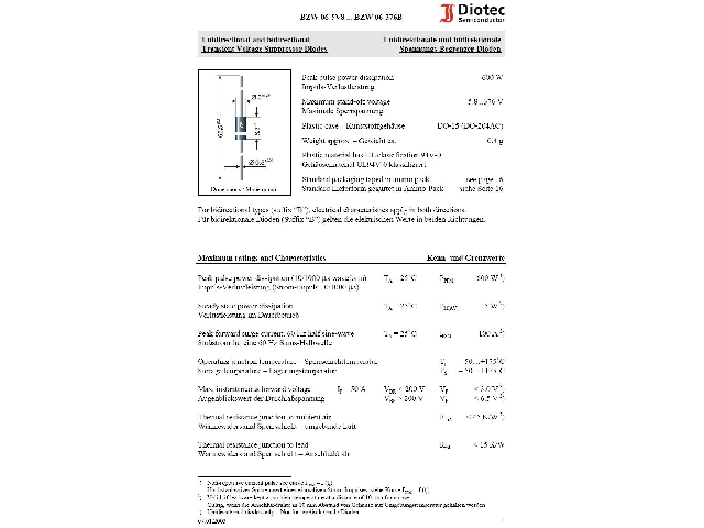 Diode Transil BZW06-376B