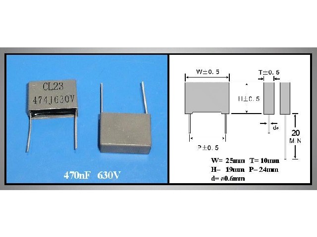 Condensateur 470nF 630V CCAP470NF630V
