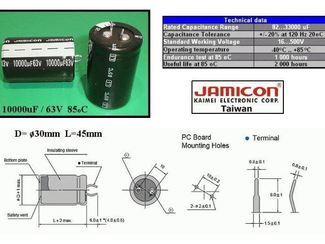 Condensateur chimique 10000uF 63V CEL10000UF63V-B