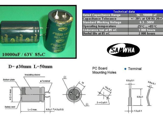 Condensateur chimique 10000uF 63V CEL10000UF63V