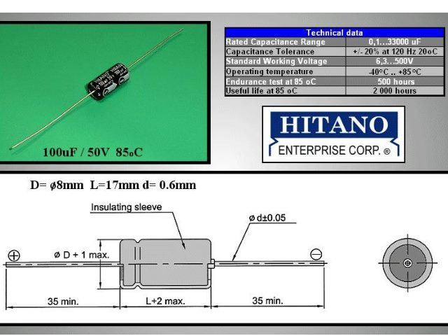 Condensateur chimique 100uF 50V CEL100UF50V (image 3/3)