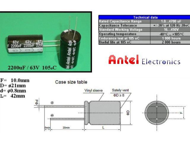 Condensateur chimique 2200uF 63V CEL2200UF63V-F