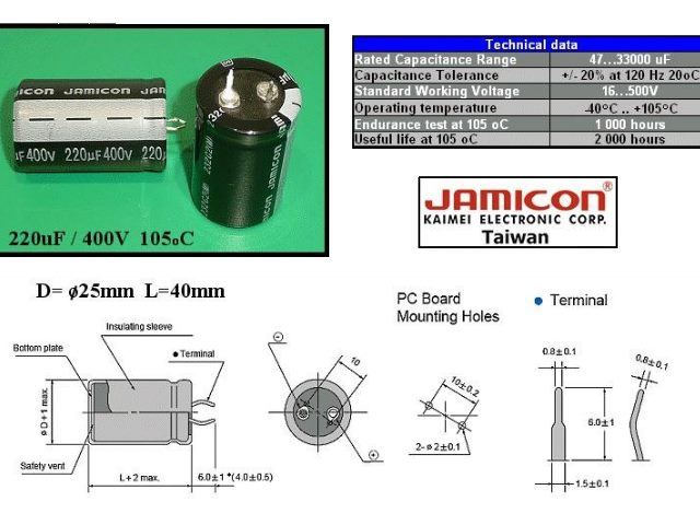 Condensateur chimique 220uF 400V CEL220UF400V-E