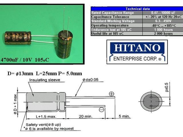 Condensateur chimique 4700uF 10V CEL4700UF10VESR
