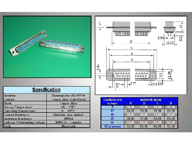 Connecteur SUB-D CS-DS037S-K