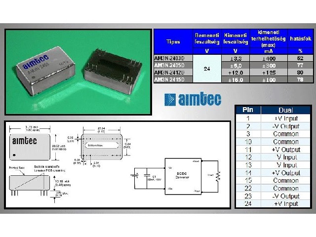 Module convertisseur DC-DC DC24-15D-3W