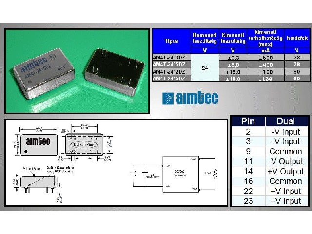 Module convertisseur DC-DC DC24-15D-4W
