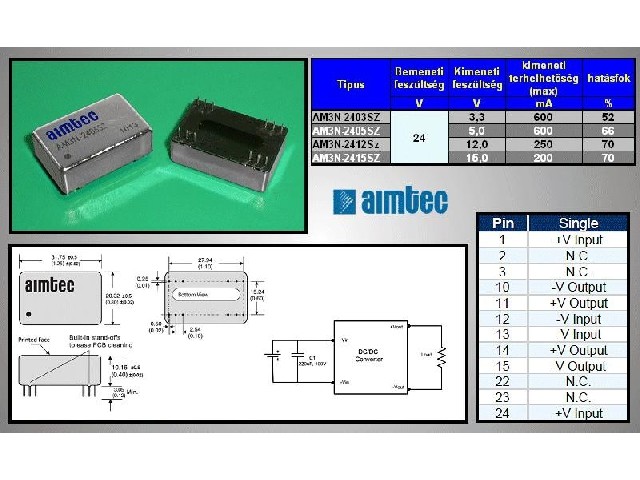 Module convertisseur DC-DC DC24-15S-3W
