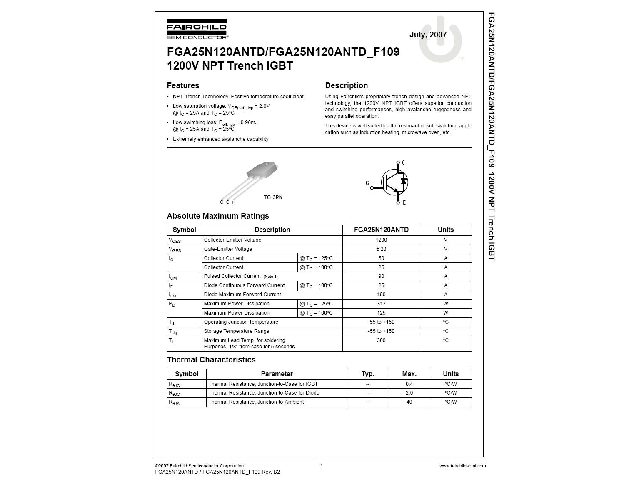 Transistor FGA25N120ANTD