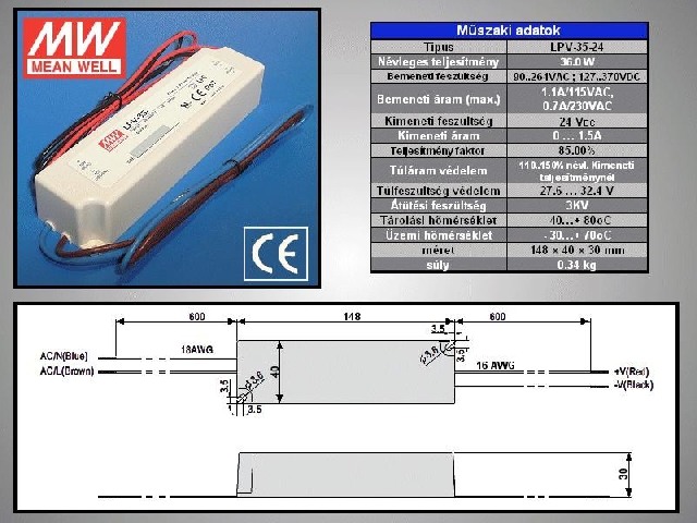 Bloc alimentation LED LPV-35-24