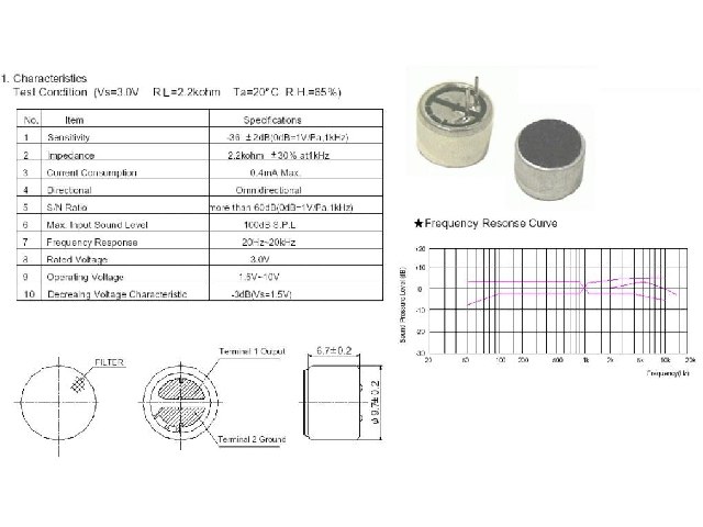 Microphone à électret MIC01-60P