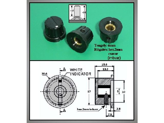 Bouton de potentiomètre POT-KNOB02-15B