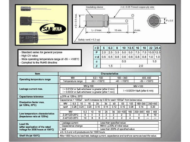 Condensateur 1000uF 63V RD1J108M16025BB