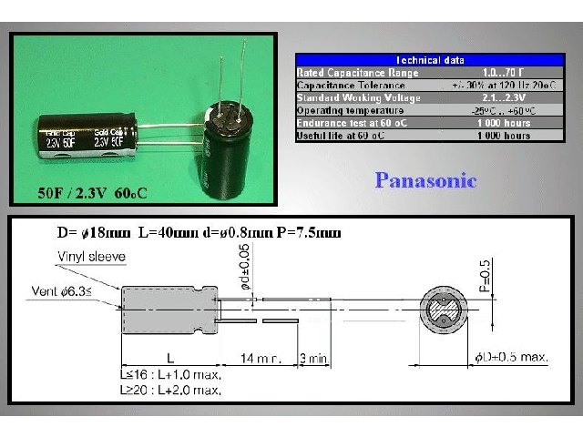 Supercondensateur 50F SCAP50F2-3V