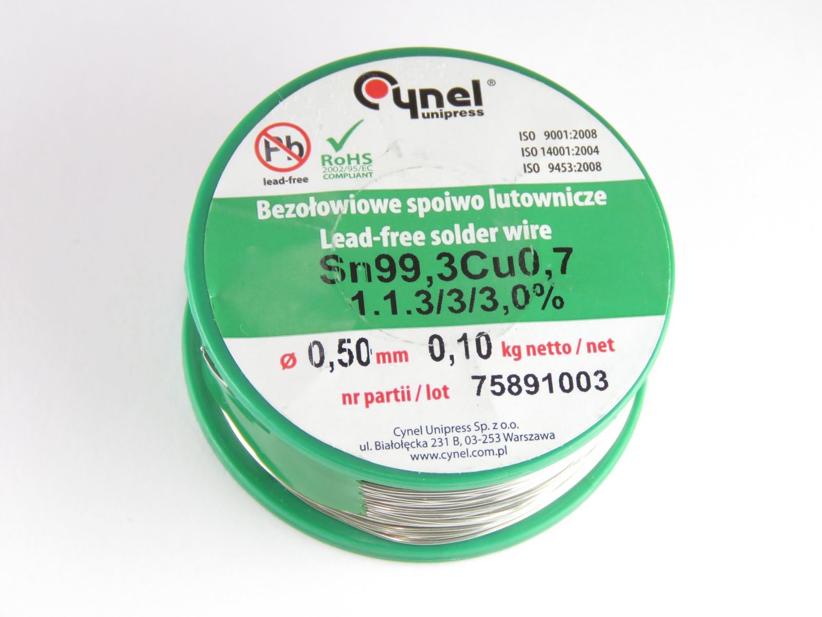 Bobine de fil de soudure 0.5mm TINE1-100GR-0-5