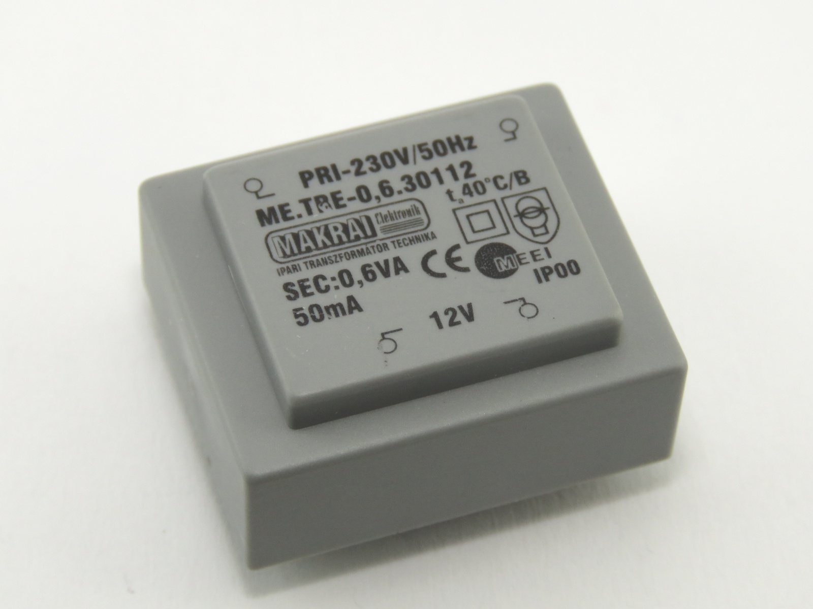 Transformateur 12V 0.6VA TRAFO12V-0-6