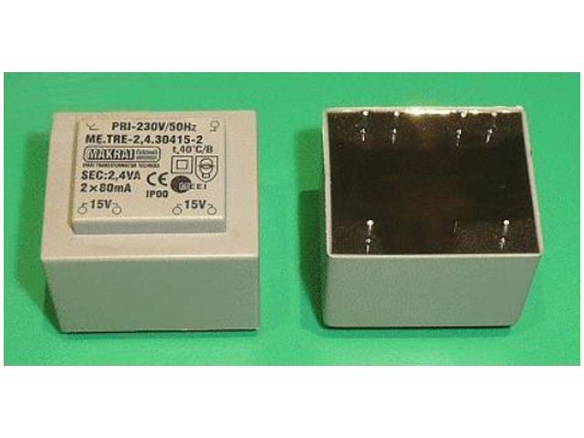 Transformateur 2x15V 2.4VA TRAFO15VX2-2-4