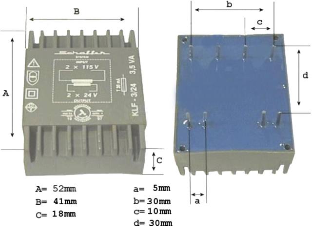 Transformateur 2x24V 3.5VA TRAFO24VX2-3-5