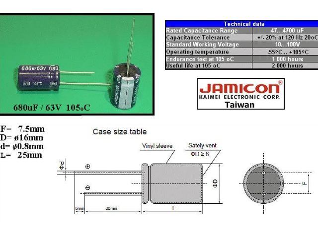 Condensateur chimique 680uF 63V WGR681M1JK25